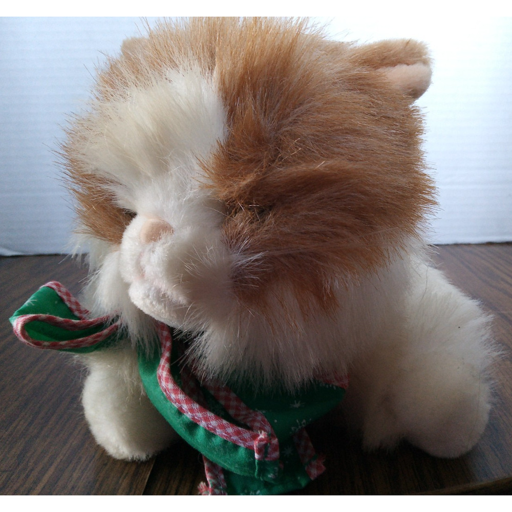 Commonwealth Toys Calico Cat With Christmas Ribbon Stuffed Animal (1990)